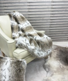 Beige Lynx faux fur throw