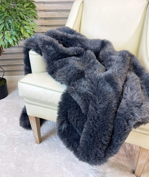 Badger faux fur throw or bedspread