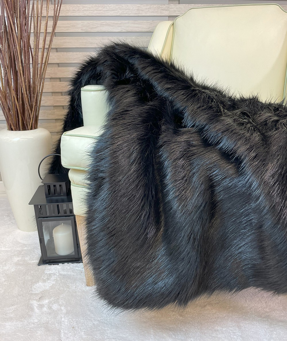 Luxury Black Bear faux fur throw