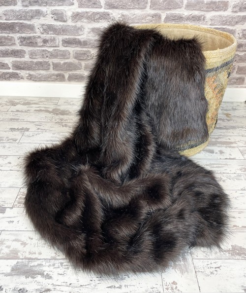 Luxury long haired brown fur blanket