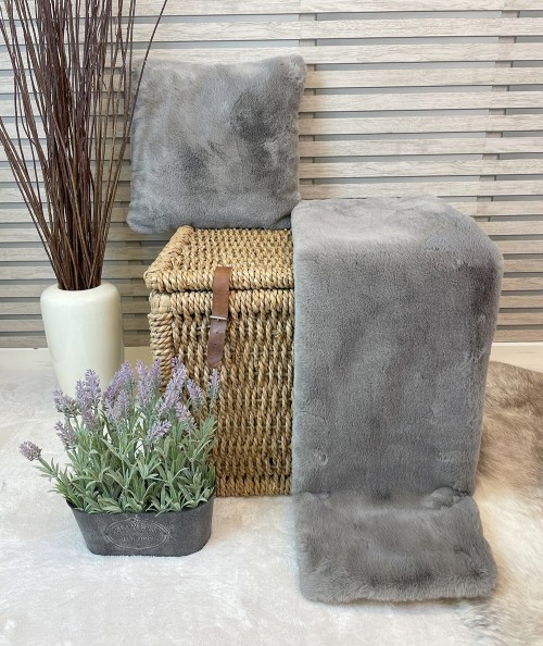 Richmond Taupe faux fur throw