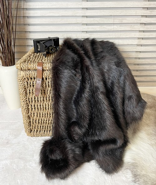 Long haired plain black, luxury sofa throw