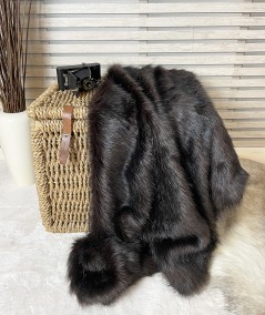 Long haired plain black, luxury sofa throw