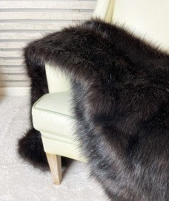 Large long haired brown fur sofa throw