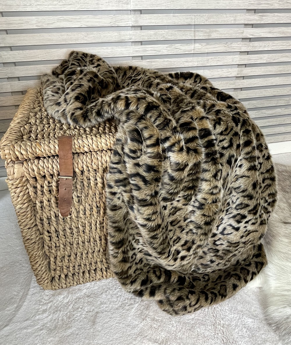 Amur Leopard faux fur throw