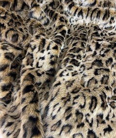 Close up image of Amur Leopard faux fur fabric