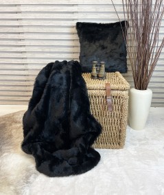 Economy plain black fake fur blanket