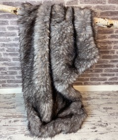 European Wolf faux fur throw