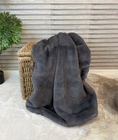 Richmond Graphite faux fur throw or bedspread