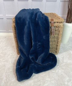 Blue faux fur blanket