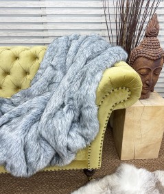 Grey squirrel faux fur throw