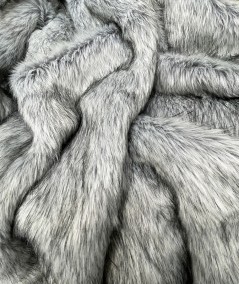 Close up image of Grey Squirrel faux fur throw