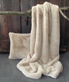 Luxury beige faux fur blanket