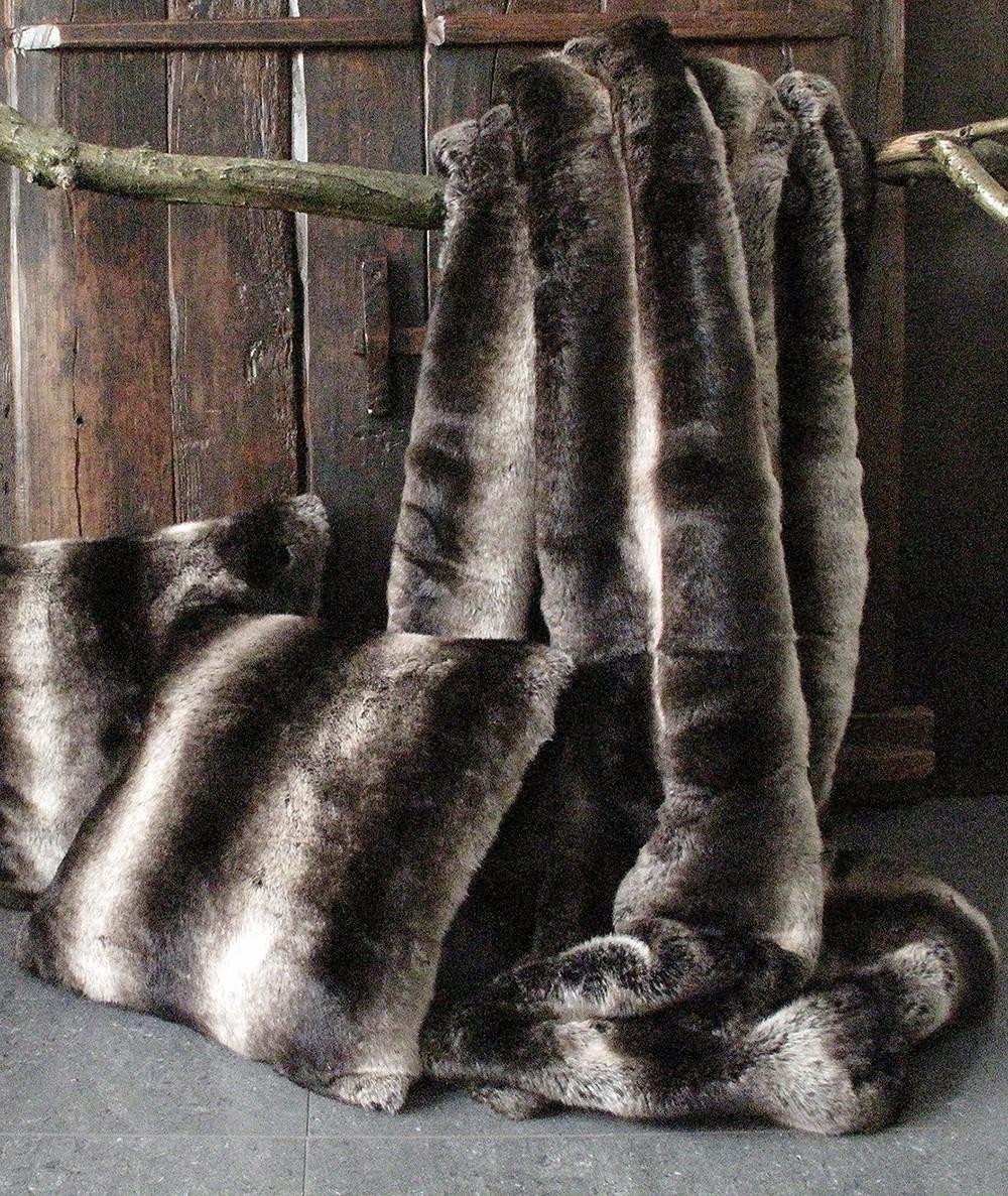 Dark Chinchilla faux fur throw