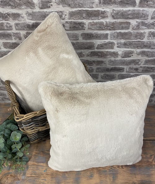 Richmond Almond faux fur cushions