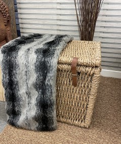 Black Wolf Faux Fur Throw