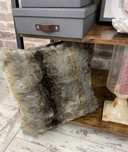 Economy striped fake fur cushion