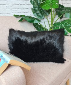 Black Bear rectangular faux fur cushion