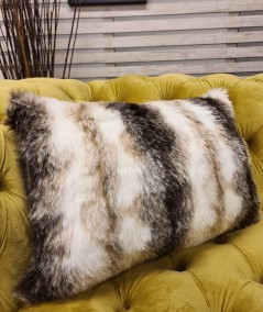 Striped faux fur rectangular cushions