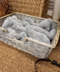 Grey faux fur dog blanket