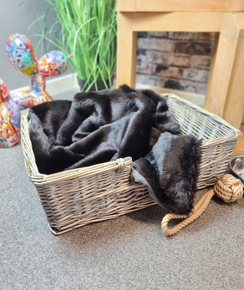 Black fur dog blanket