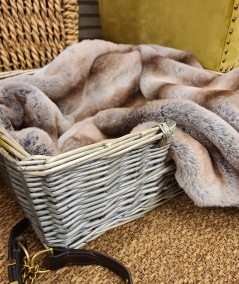 Luxury Grey Rabbit faux fur dog blanket