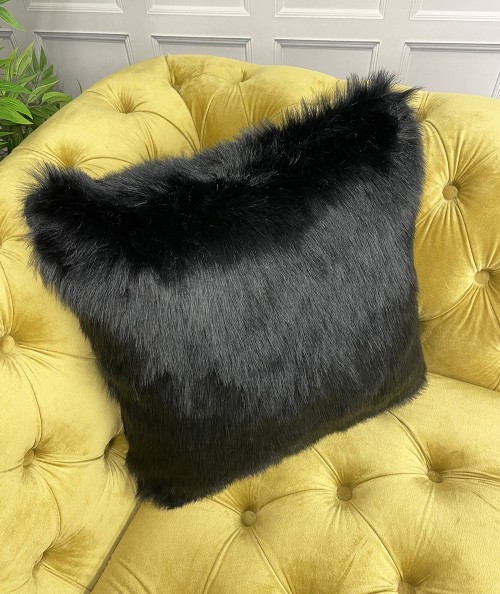 Black Bear Faux Fur Cushion