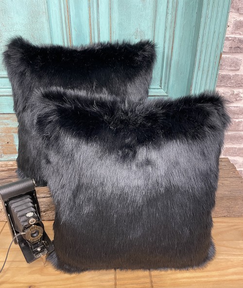 Black Bear Faux Fur Cushion Covers