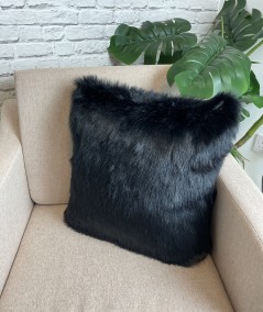 Long haired black fur cushions