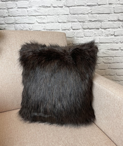 Dark brown fur cushions