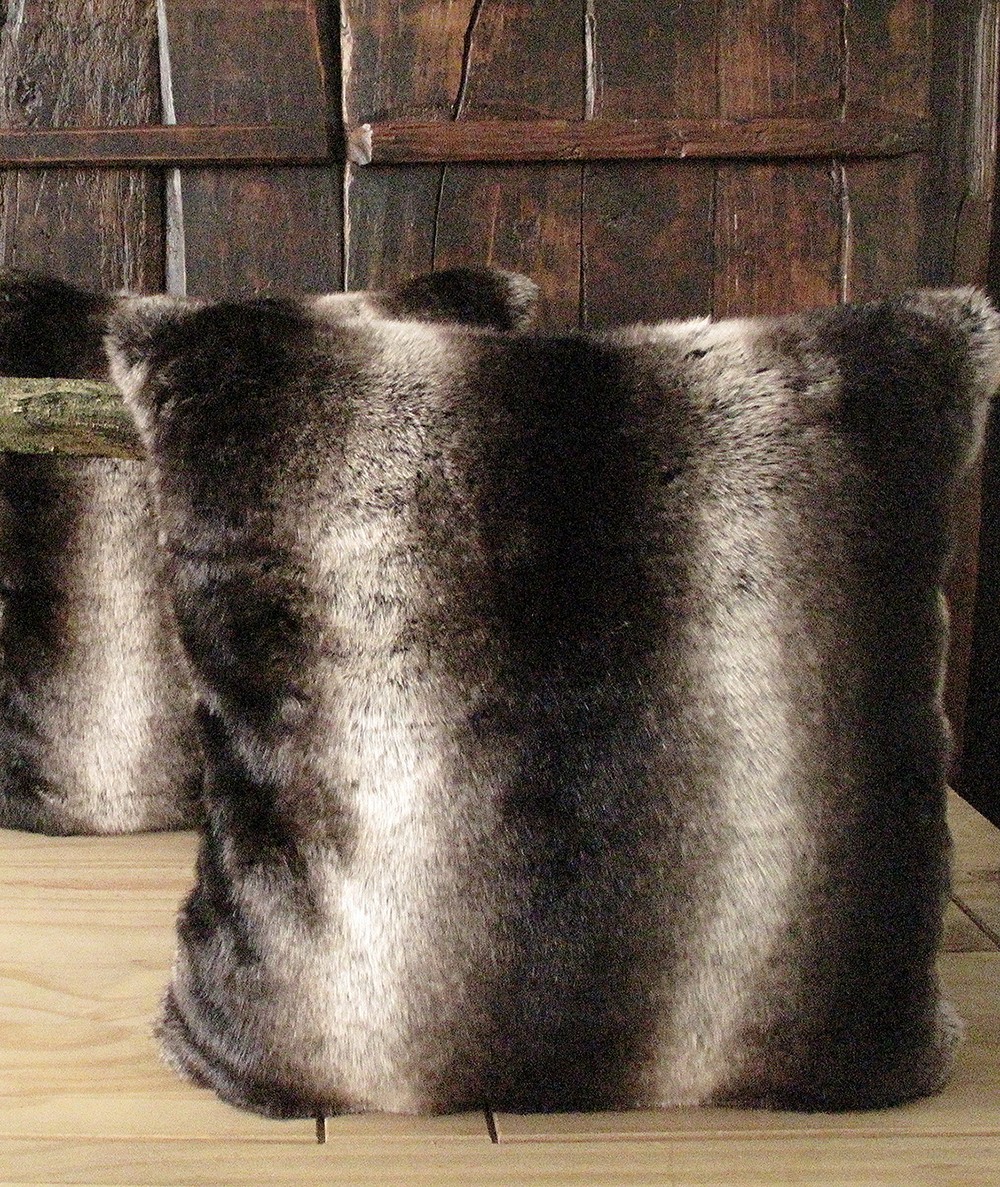 Dark Chinchilla Faux Fur Cushions