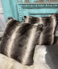 Dark Chinchilla Faux Fur Cushion Covers