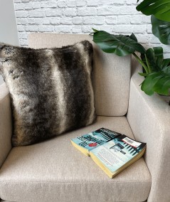 Brown striped fur cushions