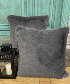 Slate grey luxury faux fur cushions