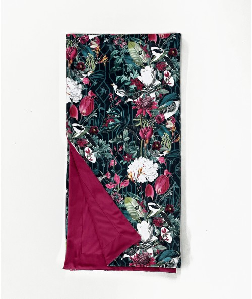 Luxury velvet bed runner in tropical print