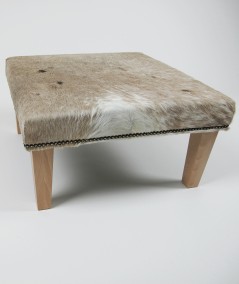 Medium Square Beige Cowhide Footstool 301