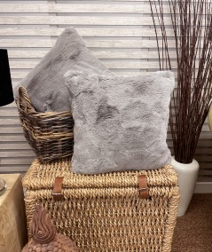 Luxury taupe faux fur cushions