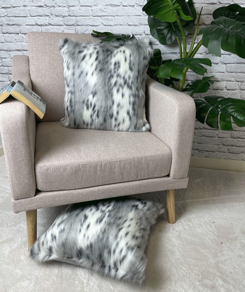 Grey Lynx Faux Fur Cushions