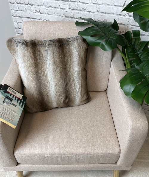 Grey Rabbit Faux Fur Cushion