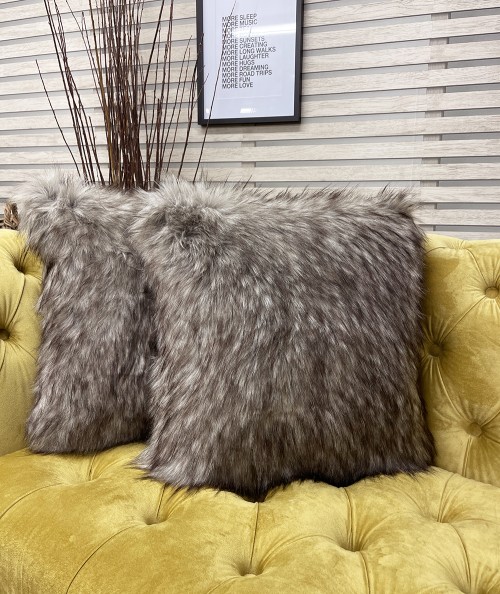 European Wolf Faux Fur Cushion Covers