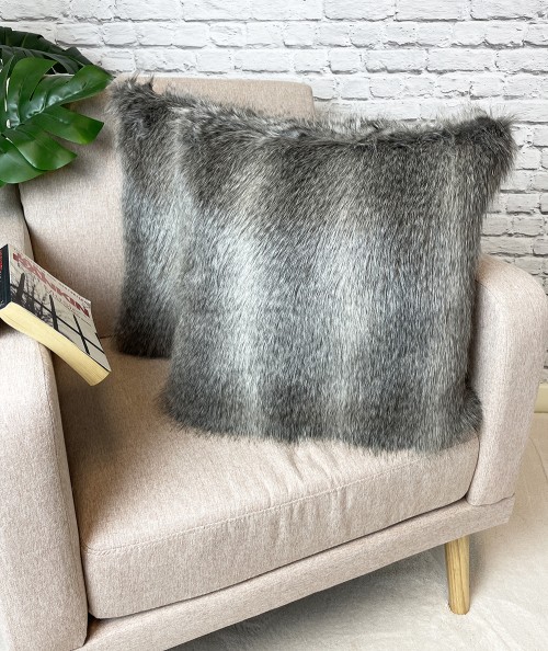 Opossum Stripe Faux Fur Cushions