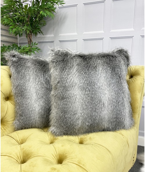 Opossum Stripe Faux Fur Cushion Covers