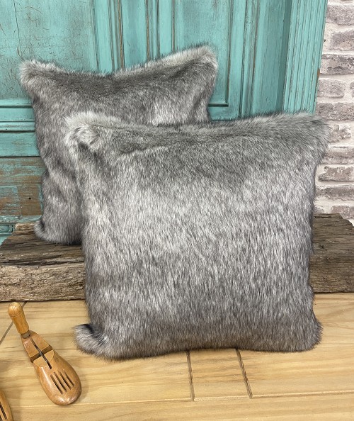 Grey faux fur cushions