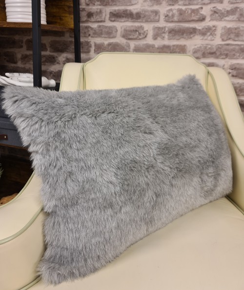 Ash Rectangular Faux Fur Cushions