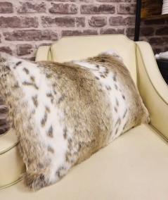 Beige Lynx Rectangular Fur Cushion Cover