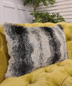 Black Wolf Rectangular Fur Cushion Covers