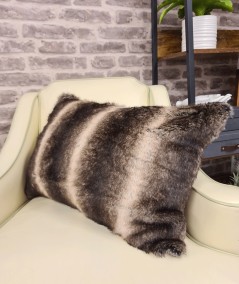 Dark Chinchilla Rectangular Fur Cushion