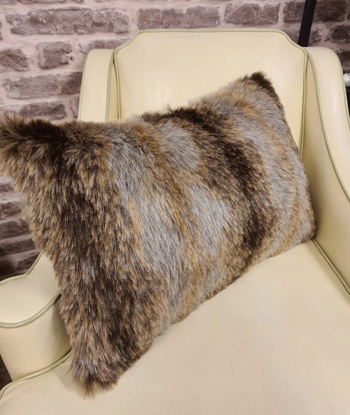 Grey Wolf Rectangular Fur Cushion Covers