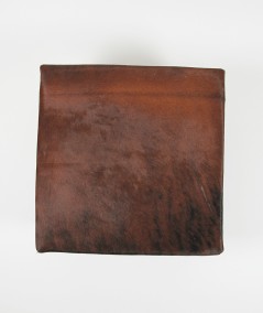 Medium hair on hide footstool in brown 307