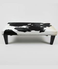 Extra large black and white cow skin footstool 308